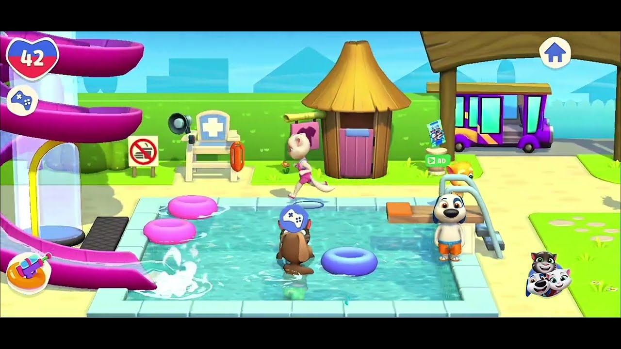 Water Gun ( Water Park ) My Talking Tom Friends #gameplay 