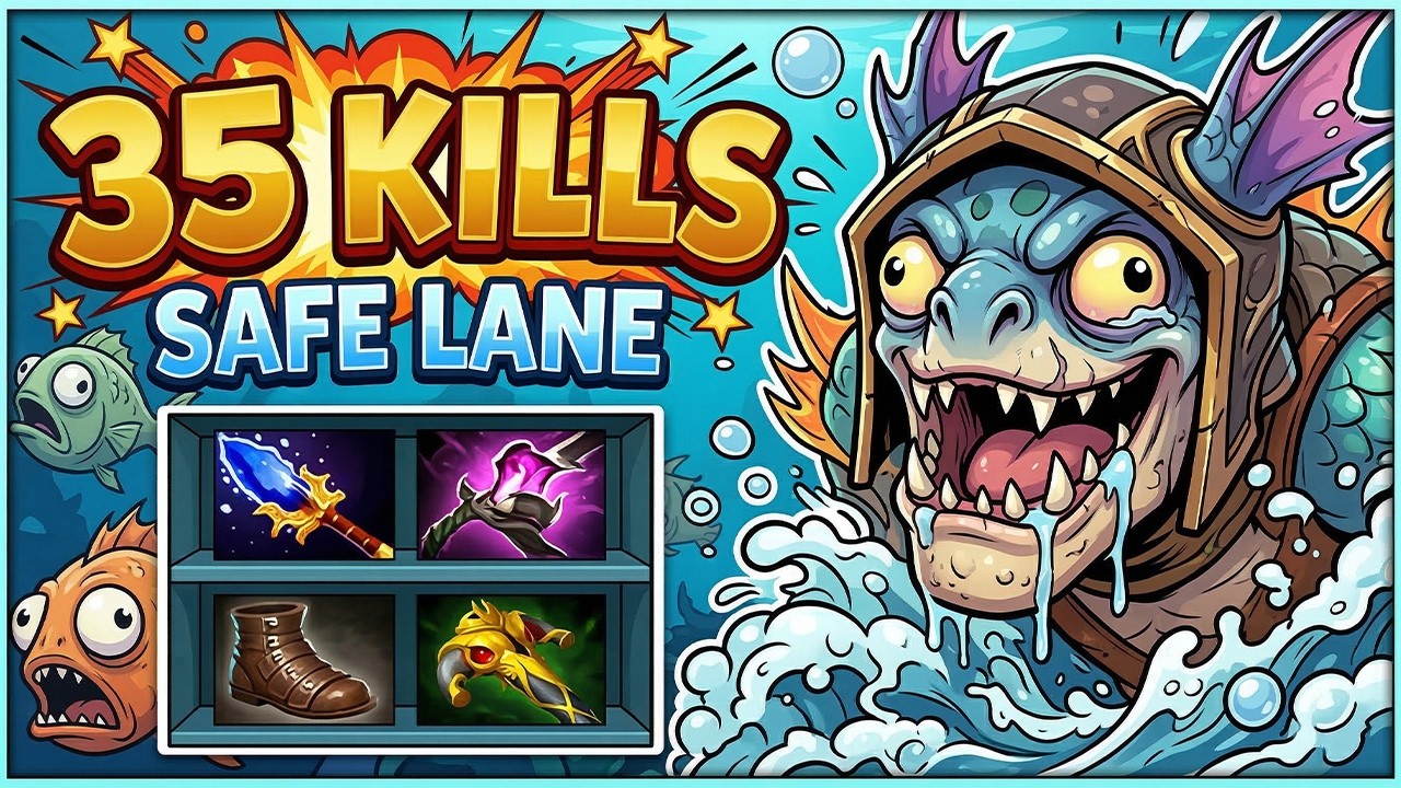 Rampage + 35 Kills Slark Perfect Carry Dota 2! Slark Dota 2 Safe Lane Gameplay Build Guide 7.40