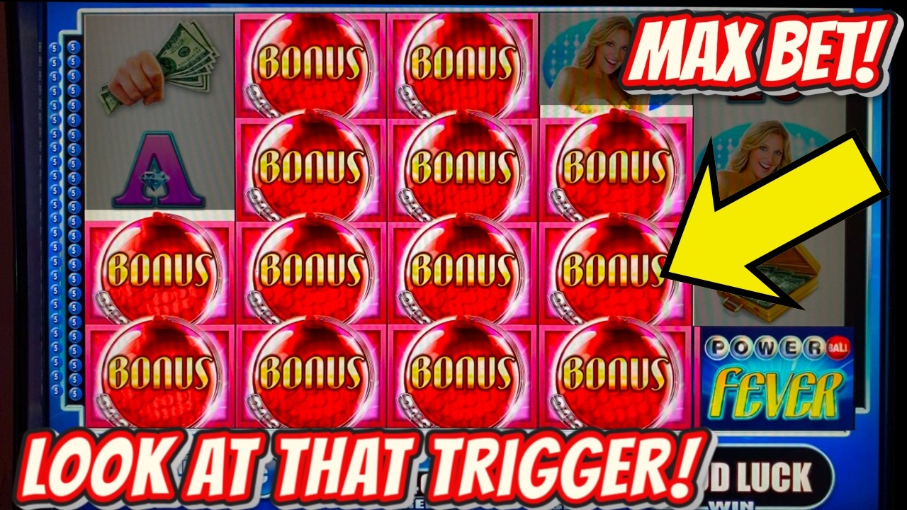 81 SPIN TRIGGER MASTERPIECE BIG WIN on Powerball Fever Slot Machine!  WMS Classic MAX BET Live Play