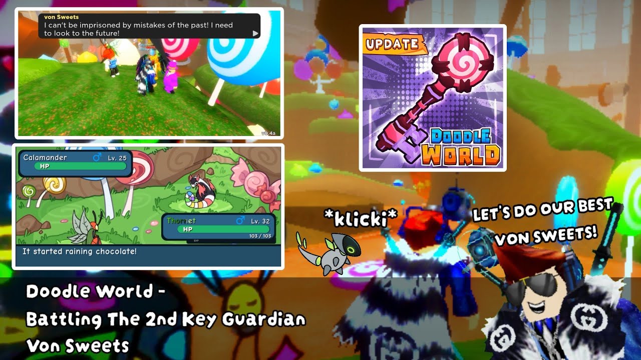 Doodle World - Battling The 2nd Key Guardian Von Sweets | Roblox | GalaxyYuroPlayz