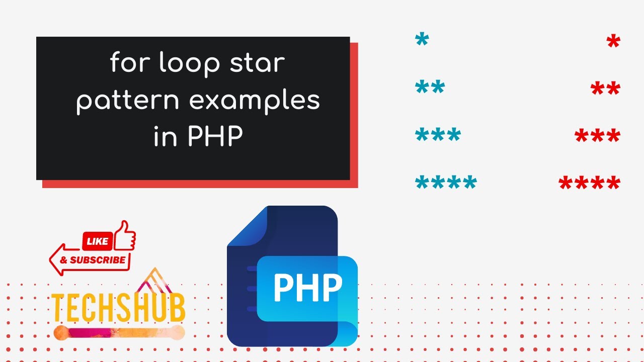 for loop star pattern examples in PHP | Techshub Tutorials