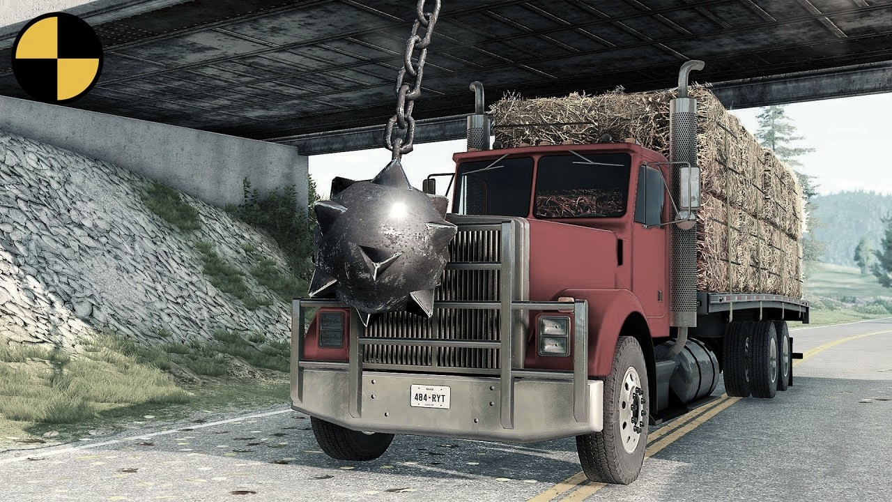 Cars vs Giant Flail 😱 Beamng.Drive