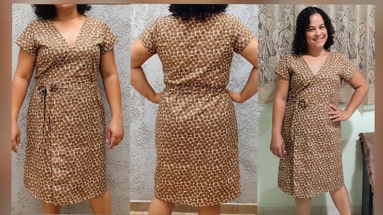 Vestido Transpassado sem Molde Fácil Corte e Costura passo a passo