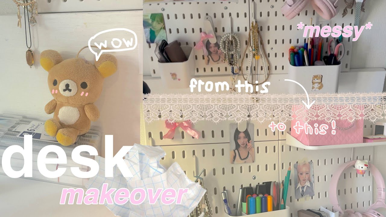 AESTHETIC DESK MAKEOVER| 🥐 *no money spent*