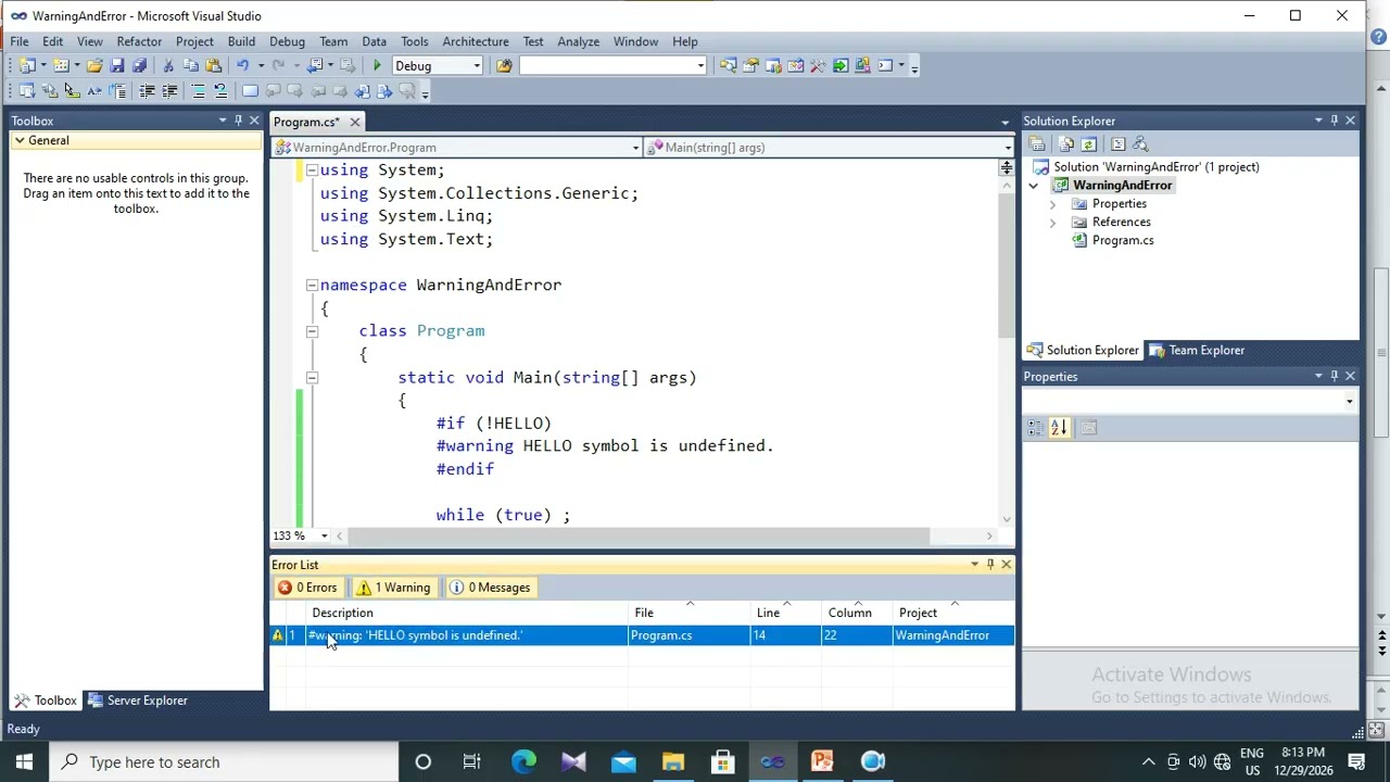 35. warning directive and error directive - C# Programming in Burmese