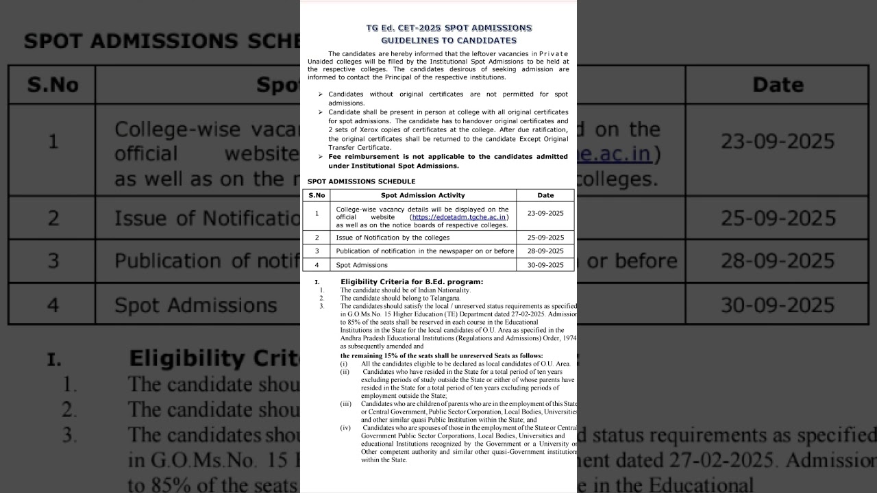 TG EDCET Spot Admission Dates are OUT#edcet#tsedcet