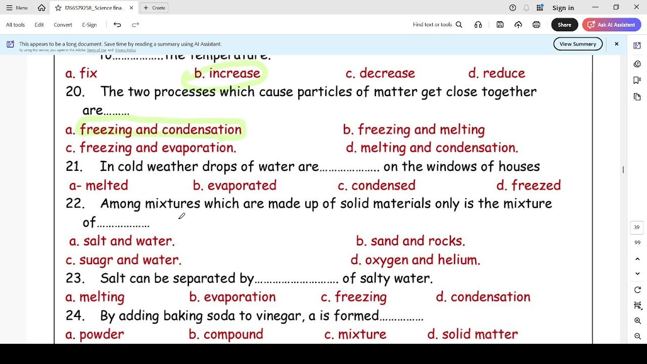 حل اسئلة grade 5  ساينس concept 2.3