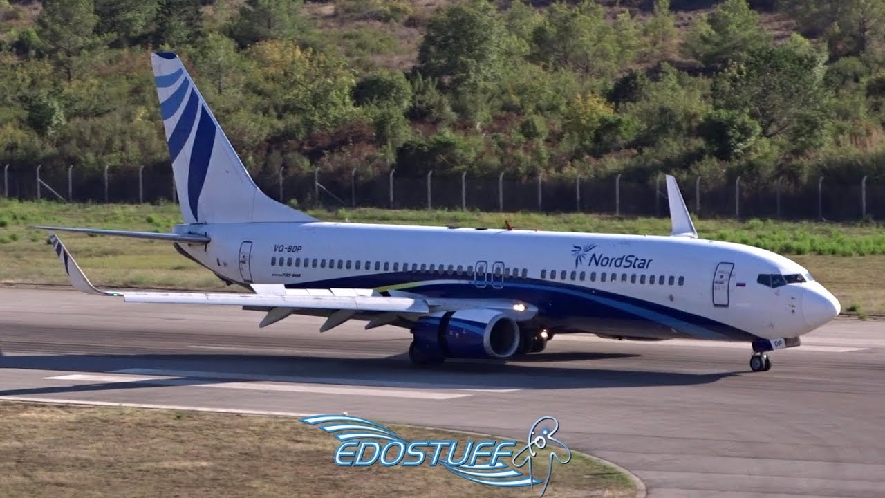 Tivat Airport LYTV/TIV Tower View - NordStar Boeing 737 Landing