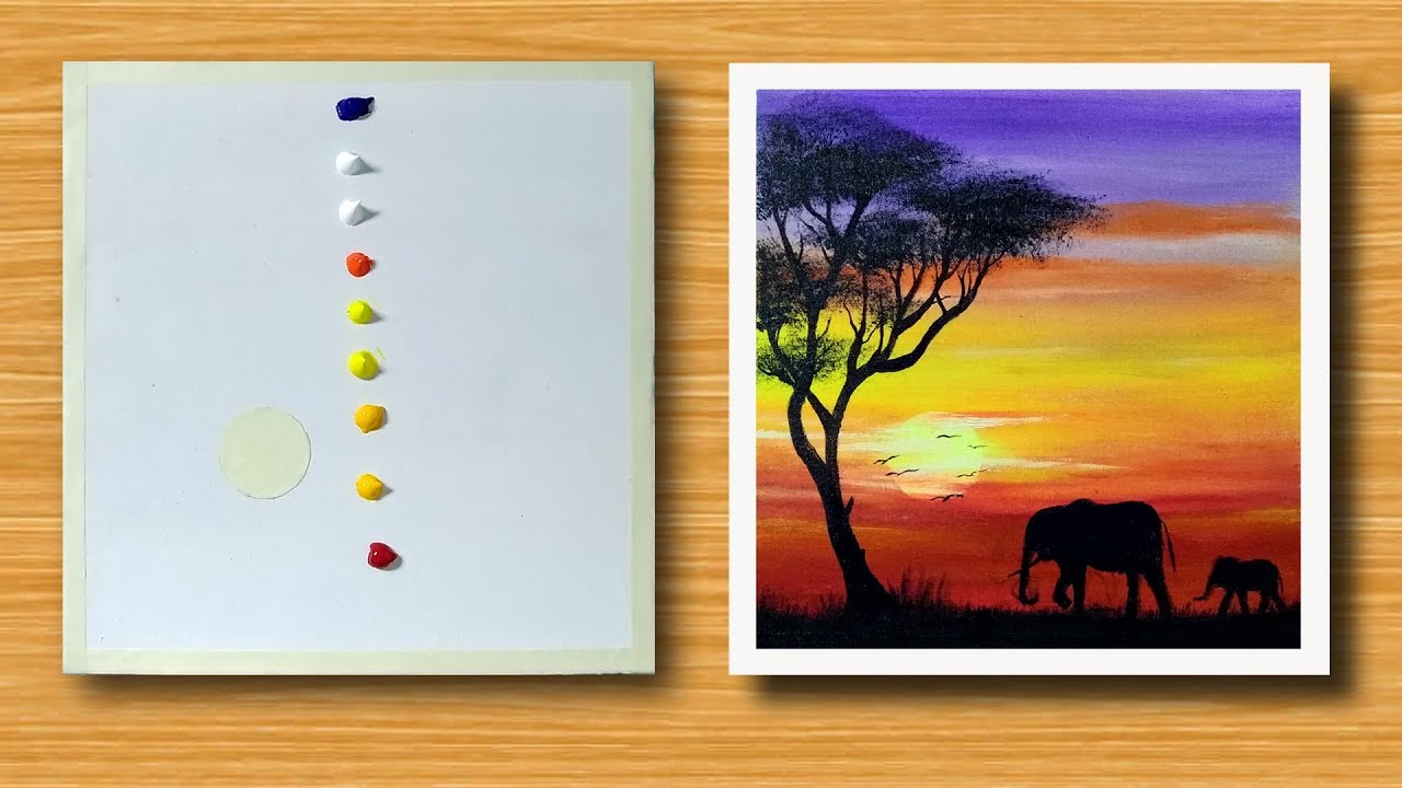 Acrylic Painting  | how to paint African Sunset  | Relaxing Art