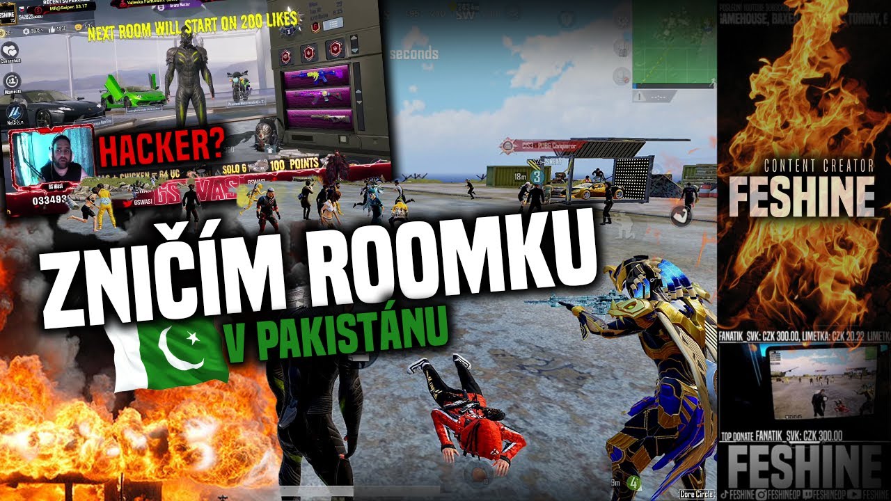 Zničím roomku v Pakistánu! Jsem hacker? | FESHINE | PUBG MOBILE CZ | 6FINGER | HANDCAM @GSWasi