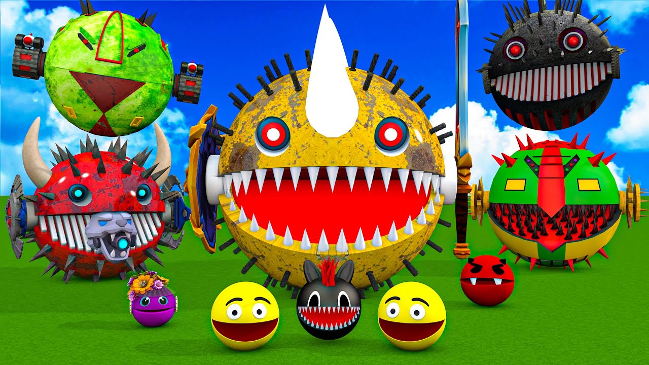 MS PACMAN & NEW RED PACMAN VS TWO YELLOW MONSTER PACMAN FIGHTING IN POKEMON #2026