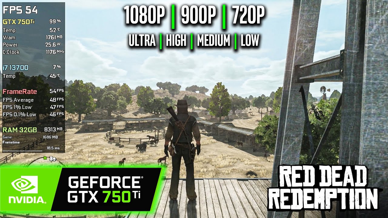 GTX 750 Ti | Red Dead Redemption - 1080p, 900p, 720p - Ultra, High, Medium, Low