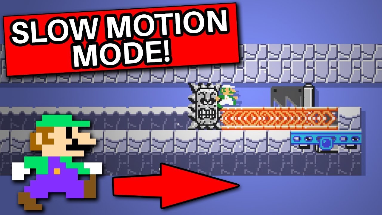 A Glitched Level Where Time Slows Down in Super Mario Maker 2