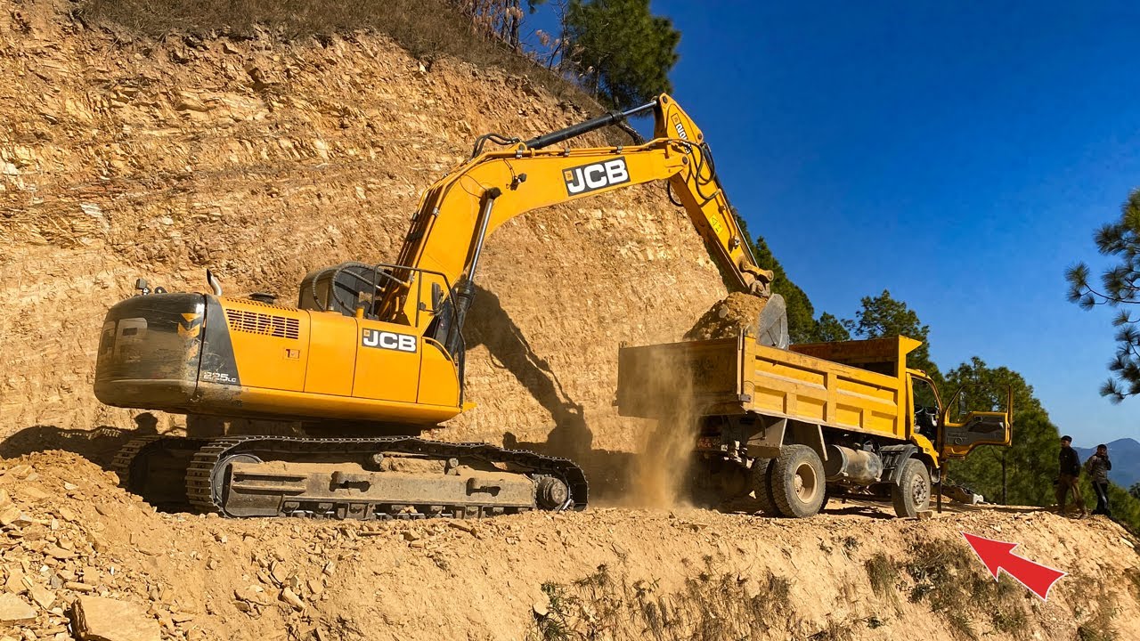 Excavator Loading Stones into Dump Trucks | Excavator Working Video | Excavator Planet
