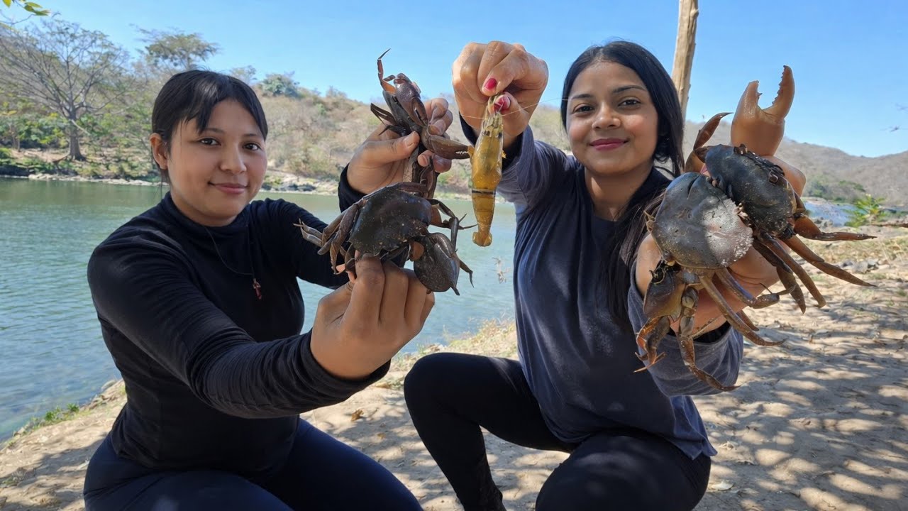🔴😲Gran pesca de cangrejos en el rio torola /CHICAS SALVADOREÑAS 