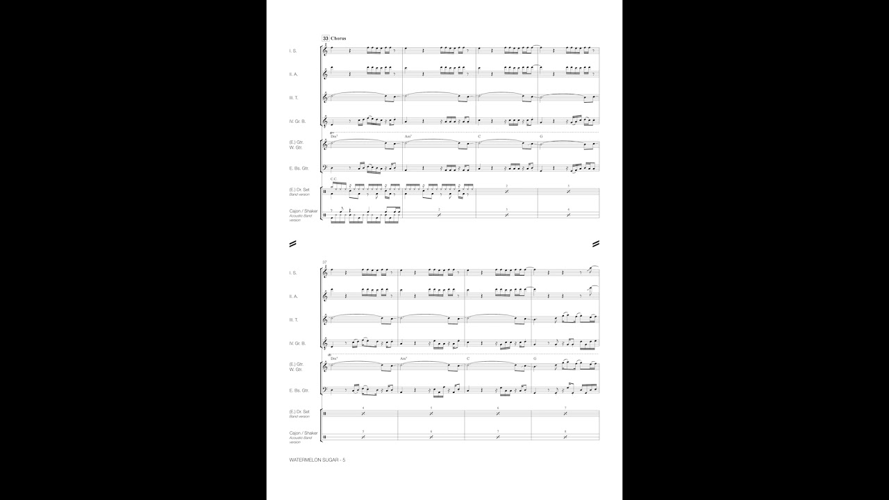 Watermelon Sugar &ndash; arr. Ralf Bienioschek &ndash; for Recorder Quartet and Band
