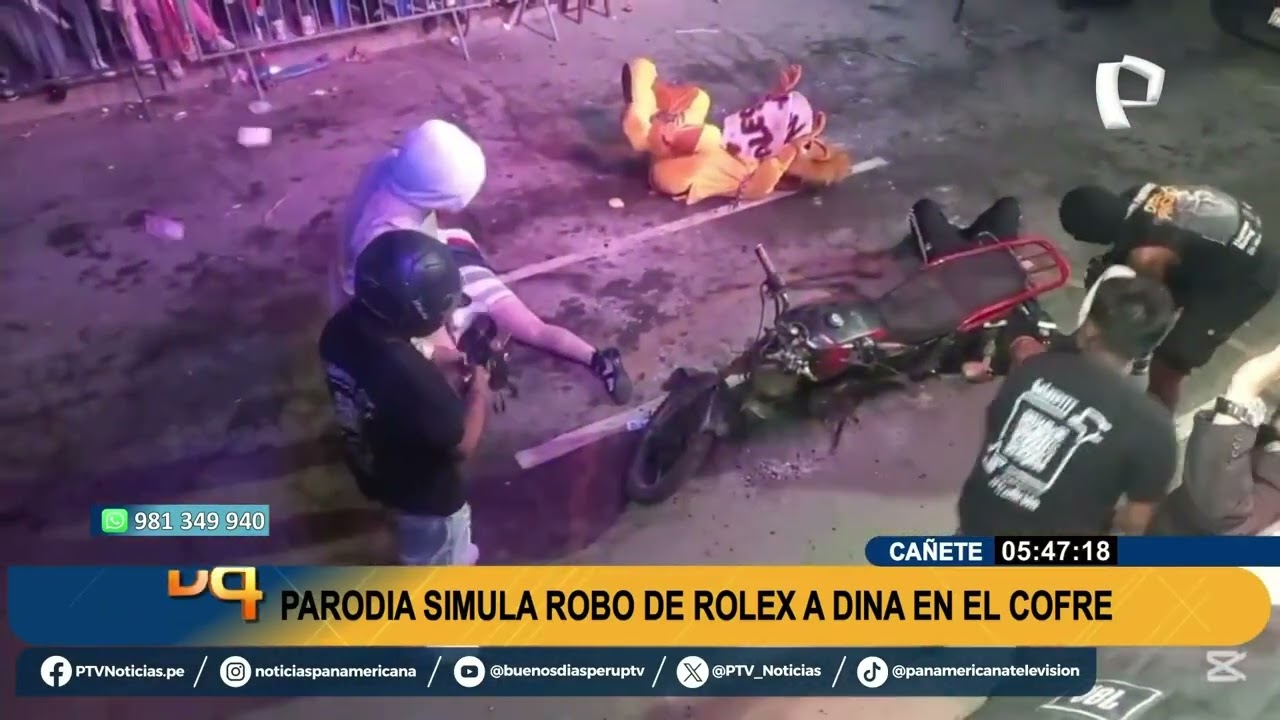 Sátira política en corso de Cañete: parodia simula robo de 'rolex' a Dina Boluarte en 'el cofre'