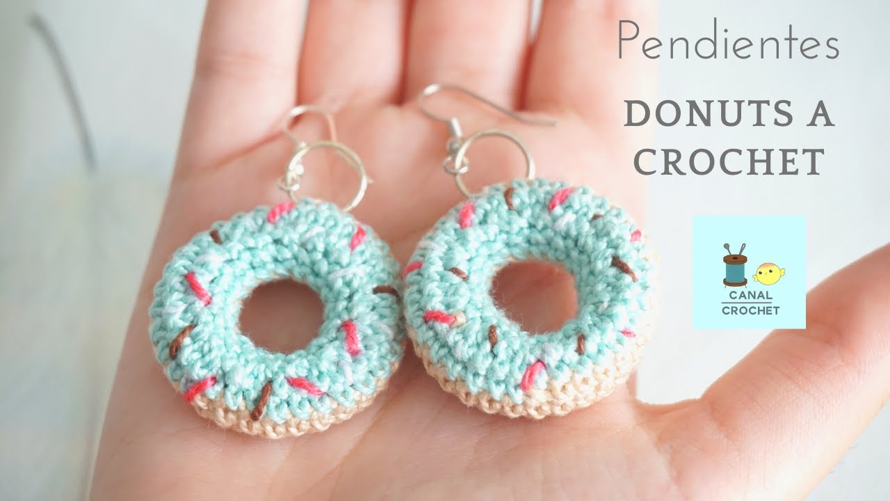 Pendientes donuts a crochet .
