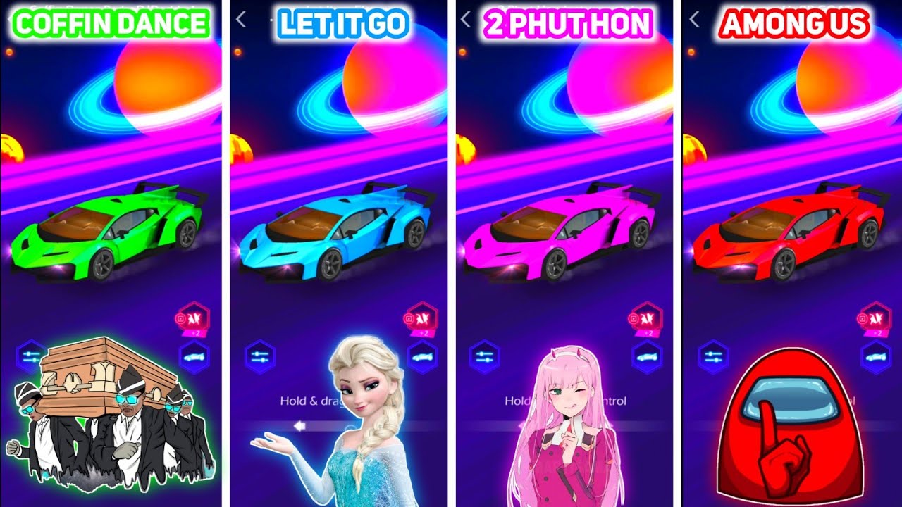 Coffin Dance vs Let It Go vs 2 Phut Hon vs Among Us - Beat Racing