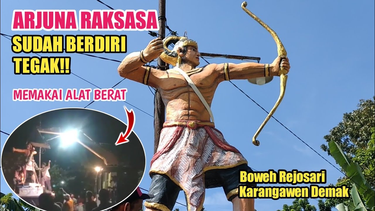 PROSES PEMASANGAN 2 PATUNG ARJUNA BERAT 5 KWINTAL ‼️DENGAN BANTUAN EXAVATOR