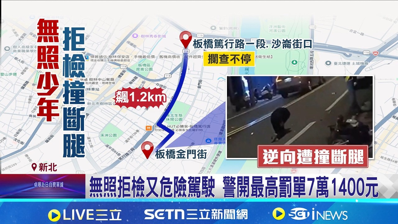 無照少年拒檢逆向逃遭撞 機車