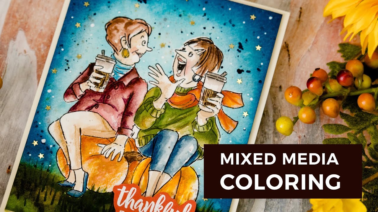 Mixed Media Coloring + Simon's STAMPtember® Exclusive with Art Impressions