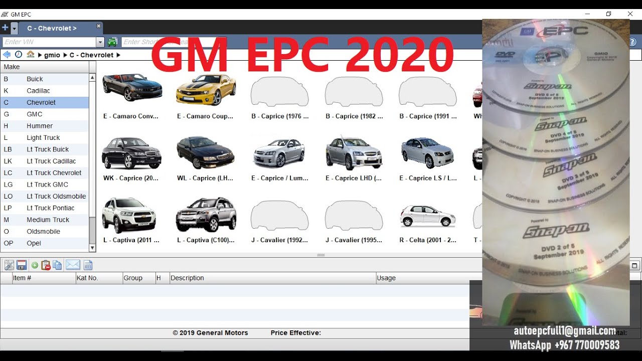 General Motors GMIO  GMC Chevrolet Cadilac Asia, Africa EPC Parts Catalogue 09.2019