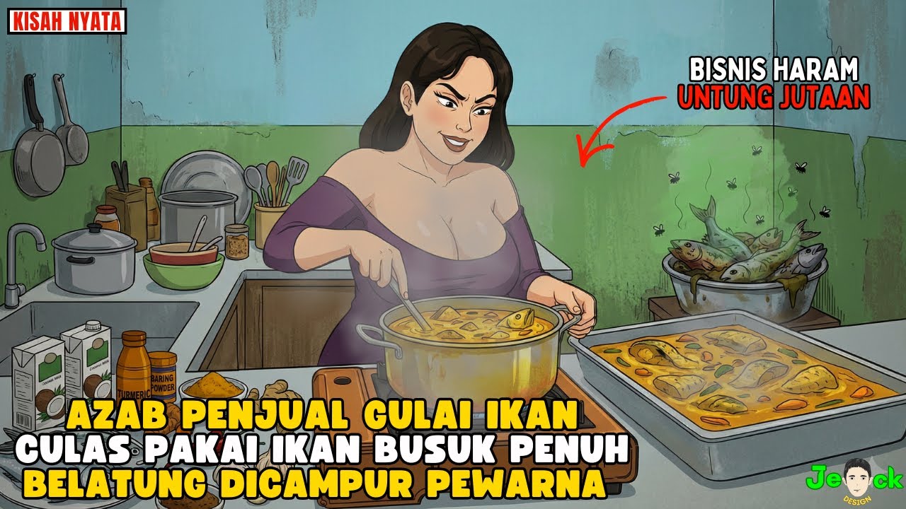 AZAB PENJUAL GULAI IKAN CULAS PAKAI IKAN BUSUK PENUH BELATUNG DICAMPUR PEWARNA  || ANIMASI AZAB