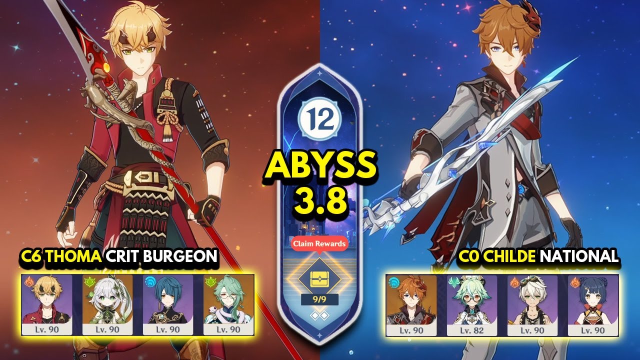 C6 Thoma Burgeon & C0 Childe National | Spiral Abyss 3.8 Floor 12 9 Stars | Genshin Impact 3.8