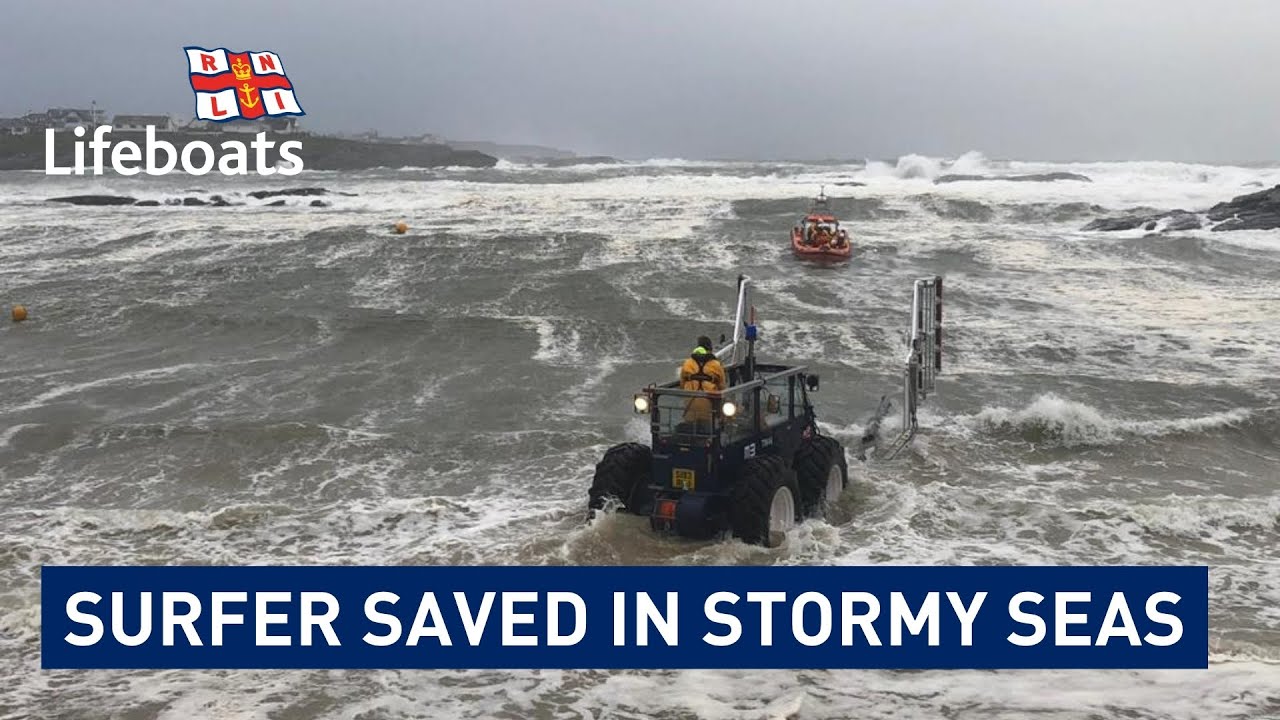 Touch and go: surfer rescued in heavy seas