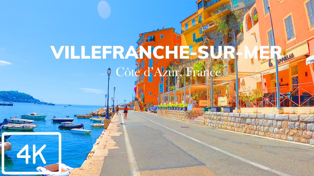 [4K] #French Riviera Walking Tour: Villefranche-sur-Mer, France.