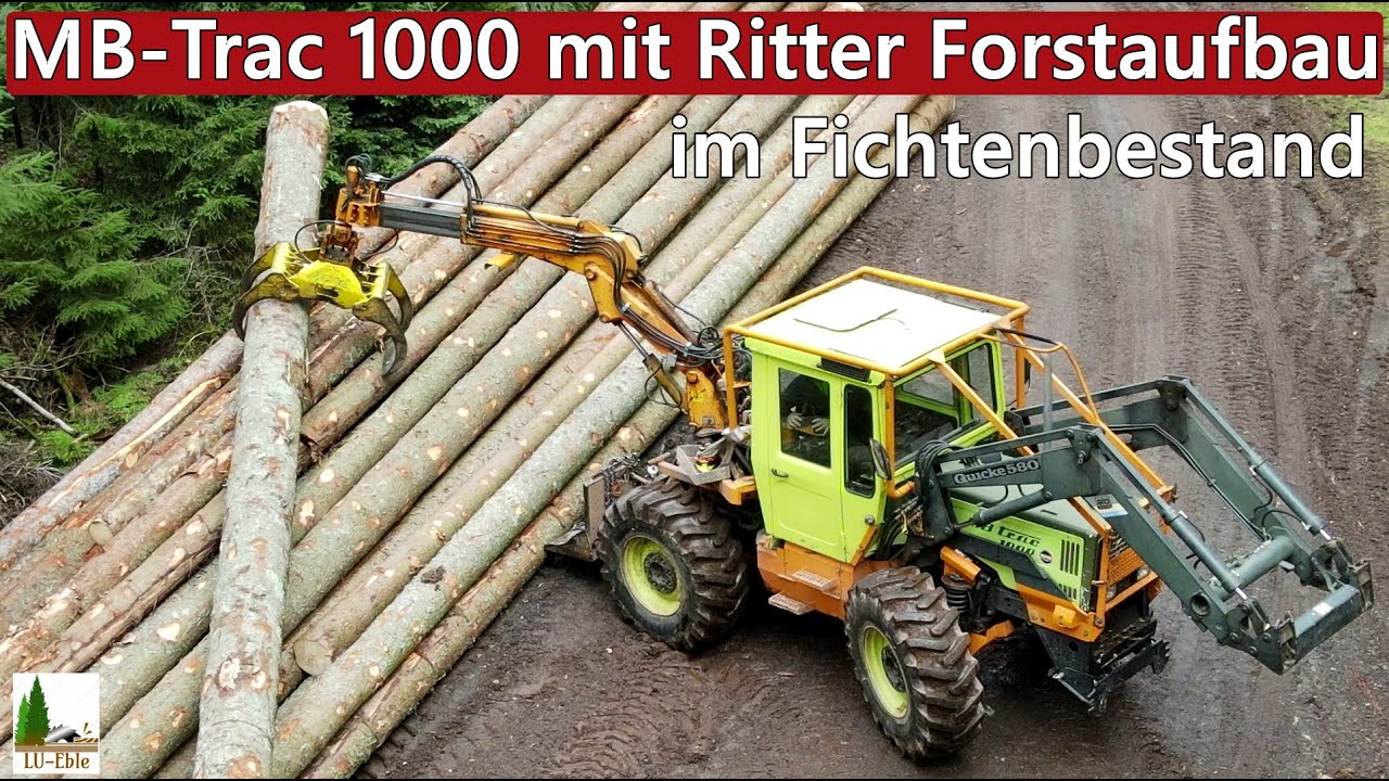 MB-Trac 1000 mit Ritter Forstaufbau im Fichtenbestand ![Maschinen-Sound]!