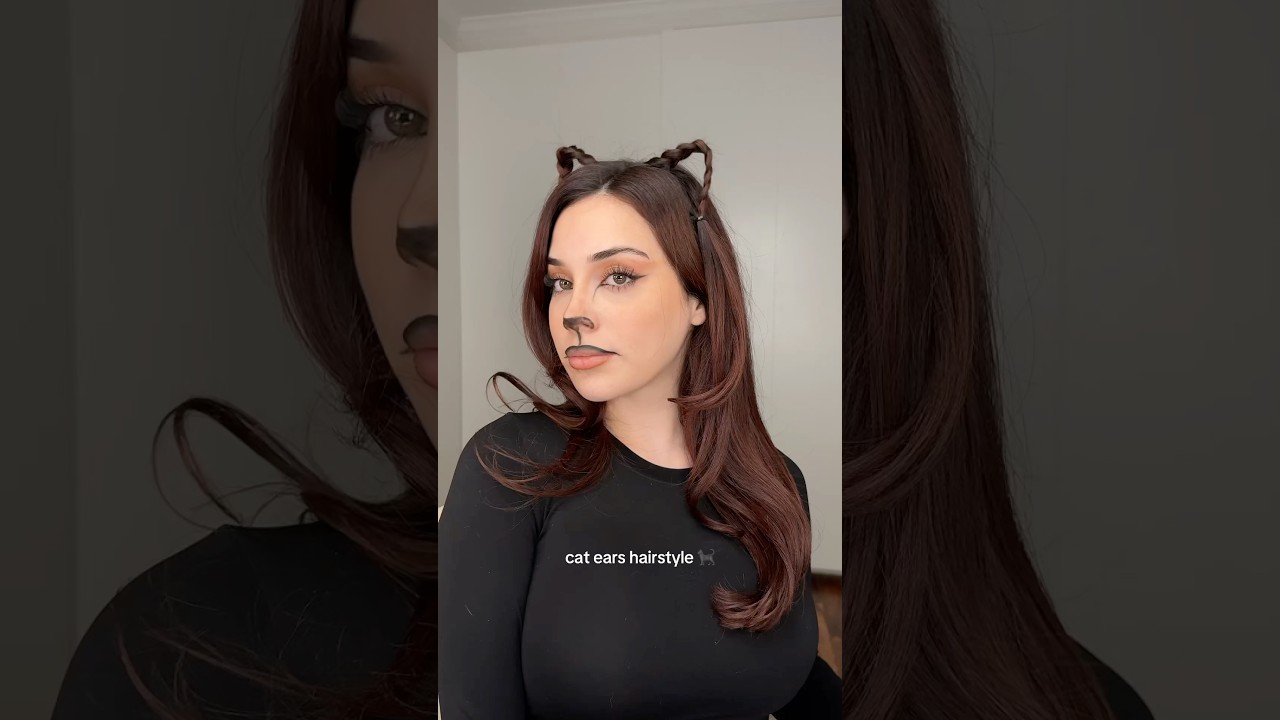 halloween hairstyle tutorial🐈&zwj;⬛ Cat ear  #catears #halloween #hairtutorials #hairstyletutorial