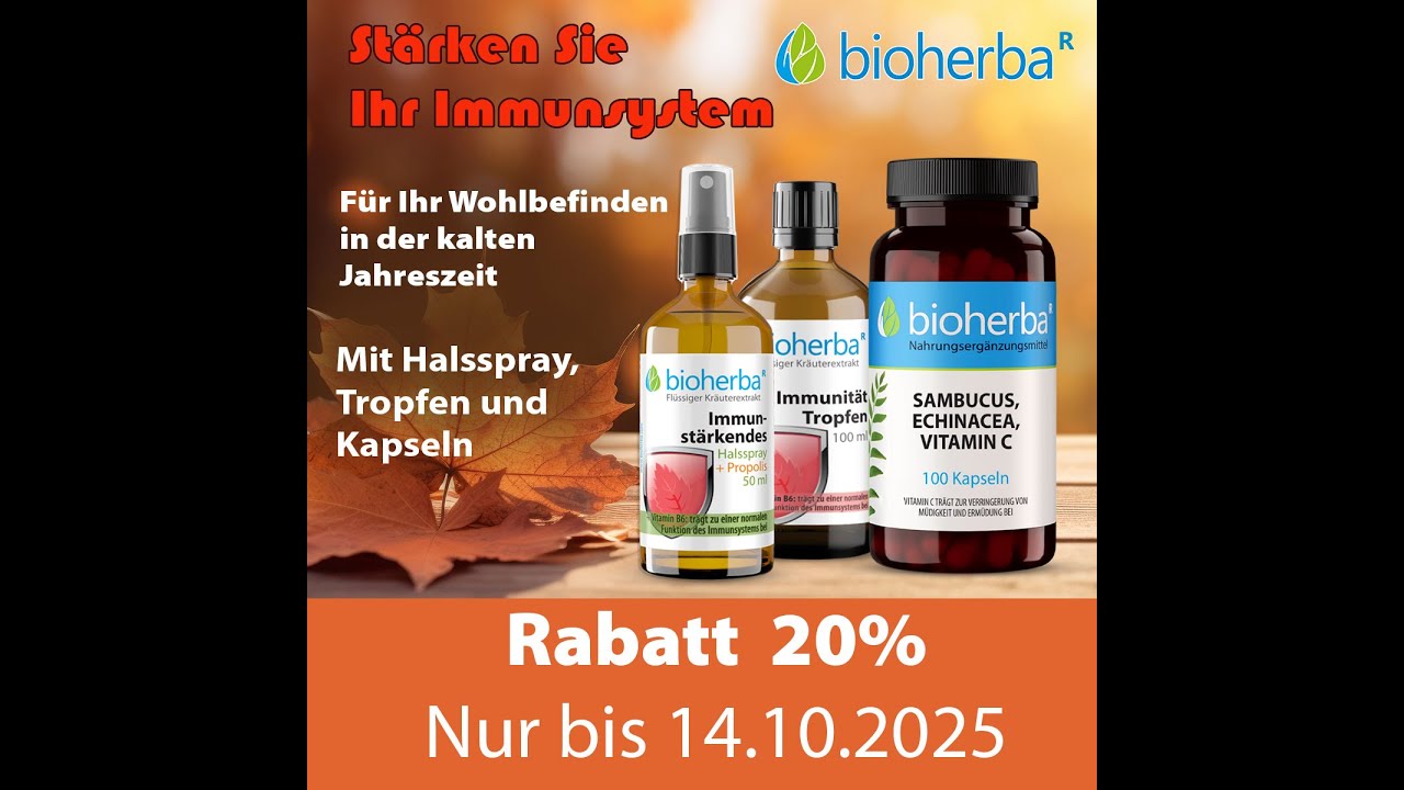 Bioherba 🌿 St&auml;rk dein Immunsystem &ndash; 20% Rabatt! Tropfen, Halssprays & Kapseln!