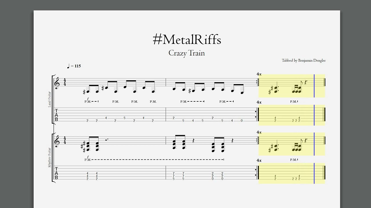 Crazy Train  I  GuitarTrack 115bpm