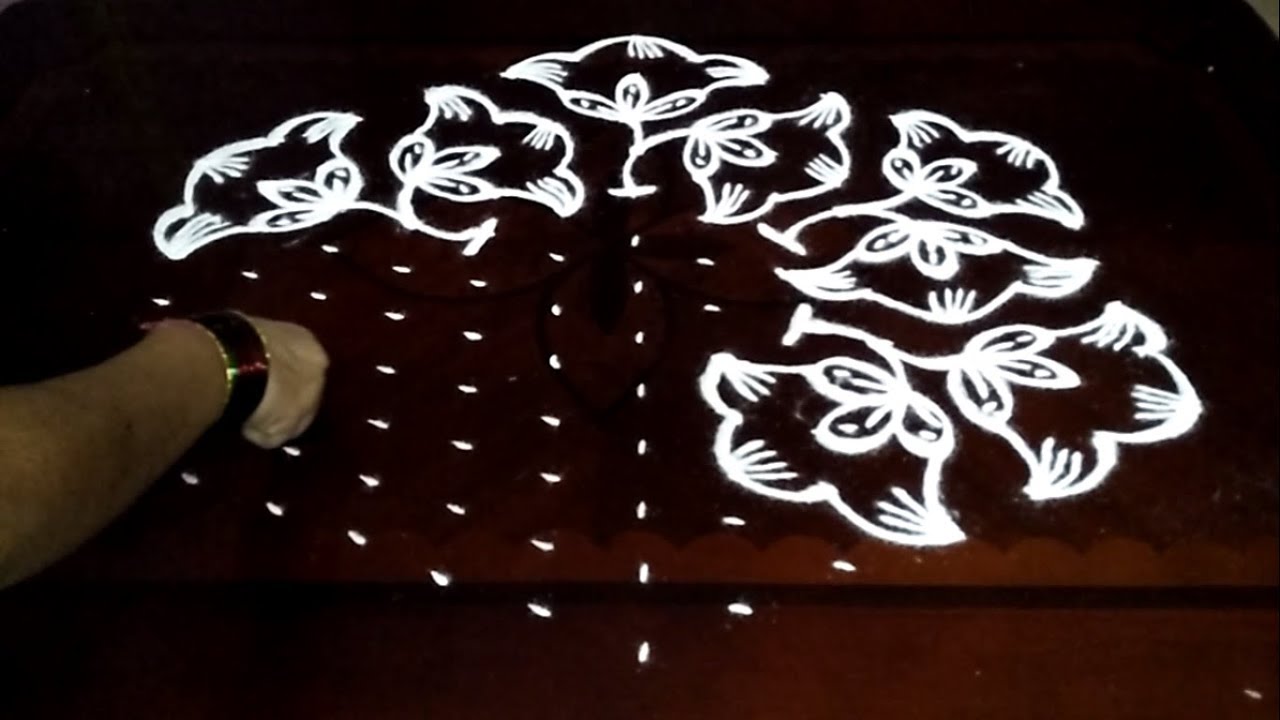 How to Draw beautiful Flowers designs for sankranthi | Simple and easy rangoli designs