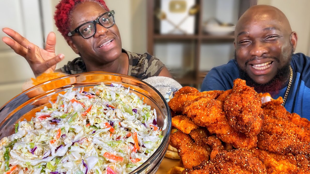 IS THE BABY FINALLY OUT?! WHEEW| FRIED CATFISH AND COLESLAW| MUKBANG EATING SHOW!