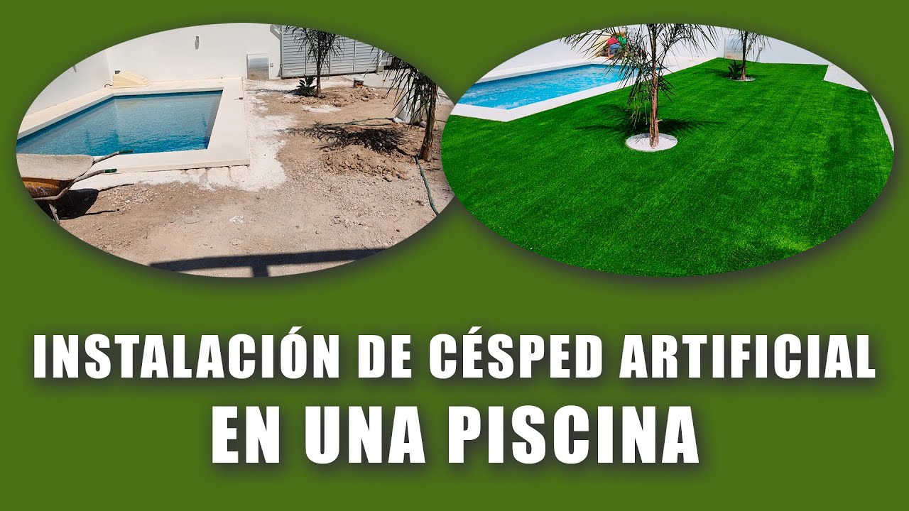 Cómo INSTALAR CÉSPED ARTIFICIAL sobre TIERRA en una PISCINA