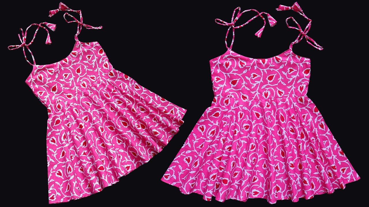 Stylish Tie-Shoulder Umbrella Cut Baby Frock Cutting and Stitching | Baby Frock Tutorial