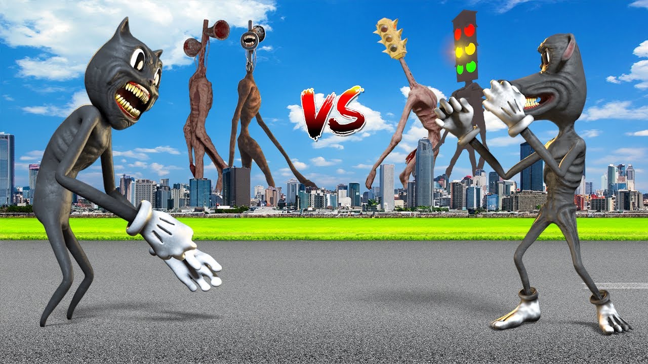 TEAM Traffic Light Head VS TEAM Siren Head & Cartoon Cat VS Cartoon Dog (Dual Battle)