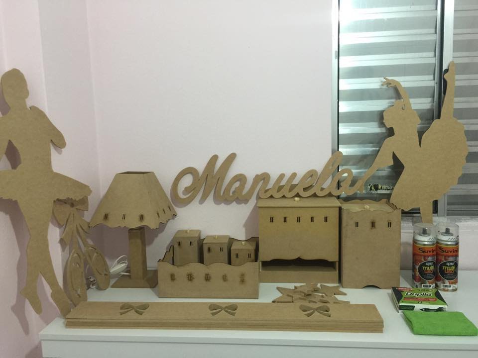 Decoração Quarto em MDF Crú + Kit Higiêne Passa Fitas