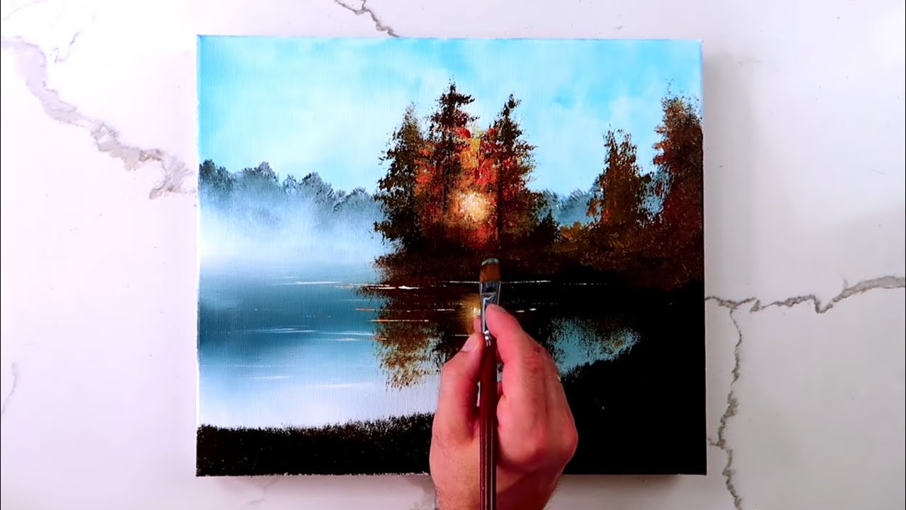 How to paint Rocky Shore at Sunrise | Lonely Boat | Acrylic Landscape Painting