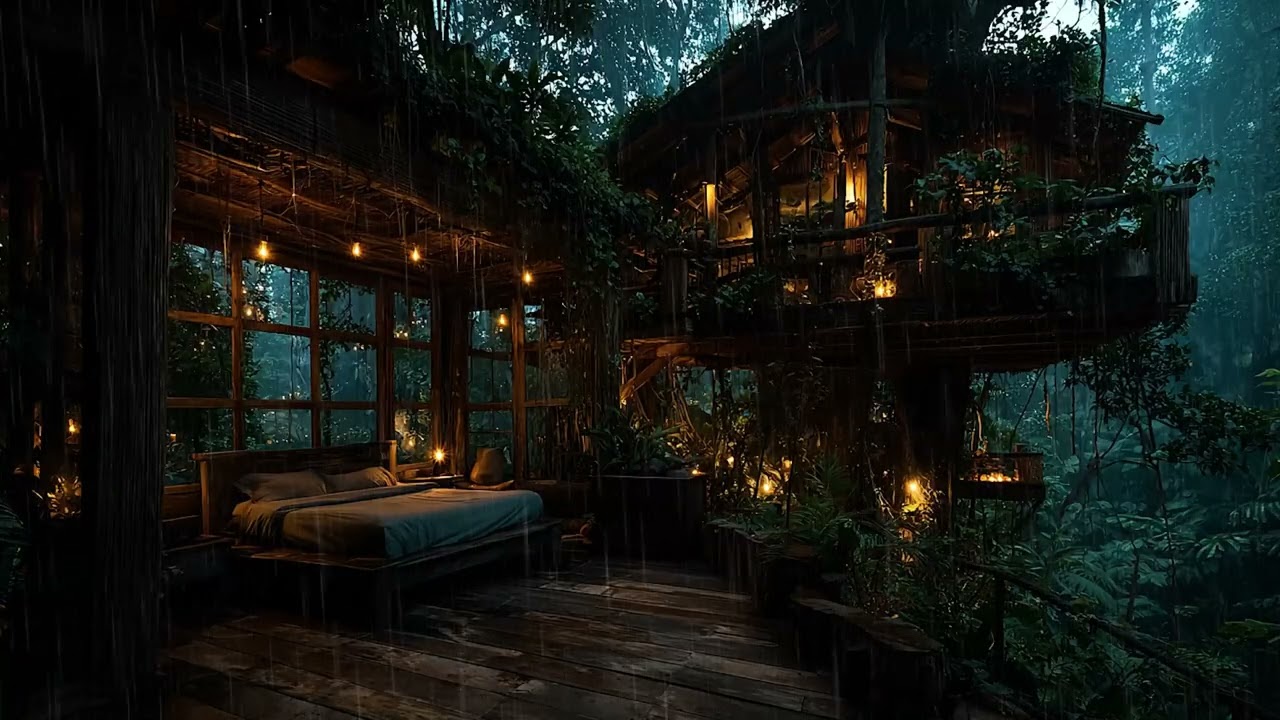 Gentle Night Rain Drifting Around a Cozy Woodland Cabin 🌧️ | Peaceful Deep Sleep