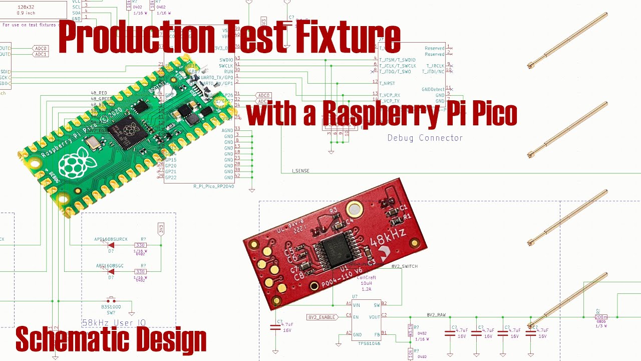 Production test fixture using a Raspberry Pi Pico in KiCAD - Full Schematic Design