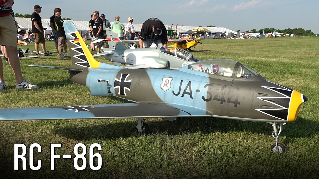 Super Scale! Big RC F 86 Luftwaffe Turbine Jet | Nice Scale Model Flies At Flight Show