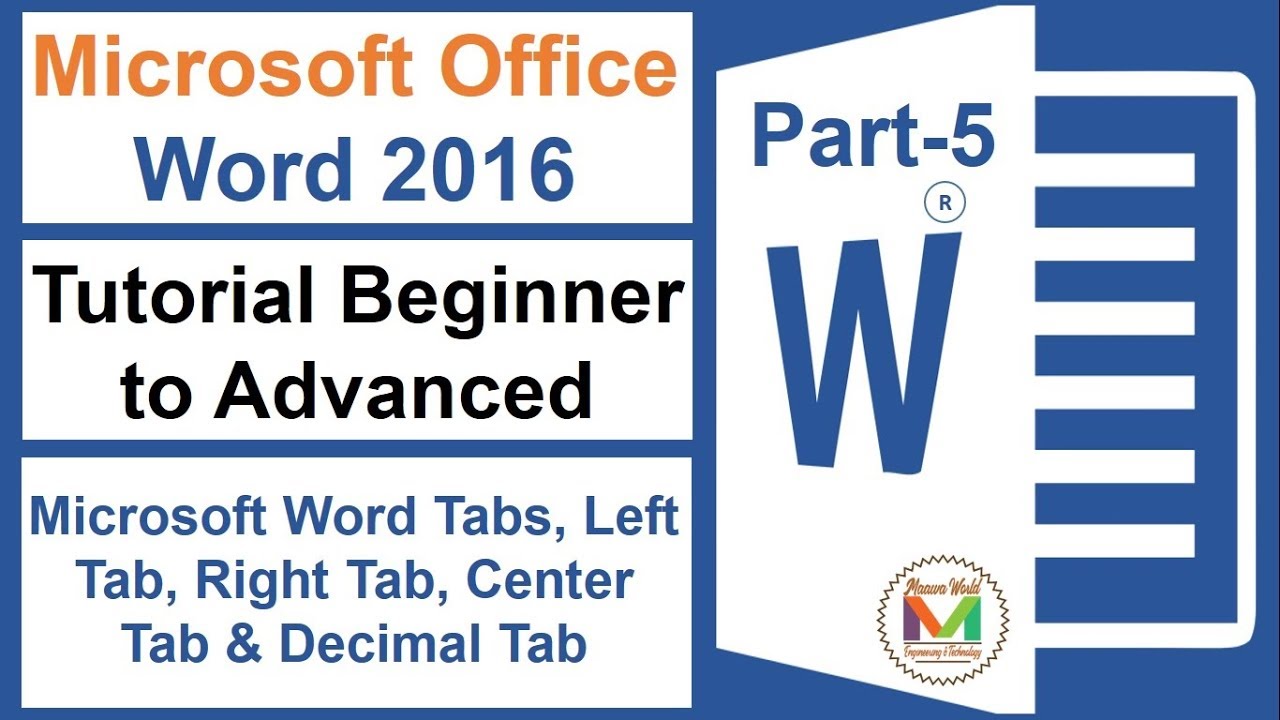 Microsoft Word Tabs, Left Tab, Right Tab, Center Tab & Decimal Tab (Part-5) Urdu/Hindi |MaawaWorld|