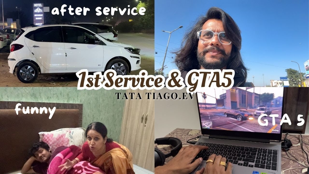 Playing GTA 5 with Hardik 🎮+My Tiago EV First Service Day! 🚗💨