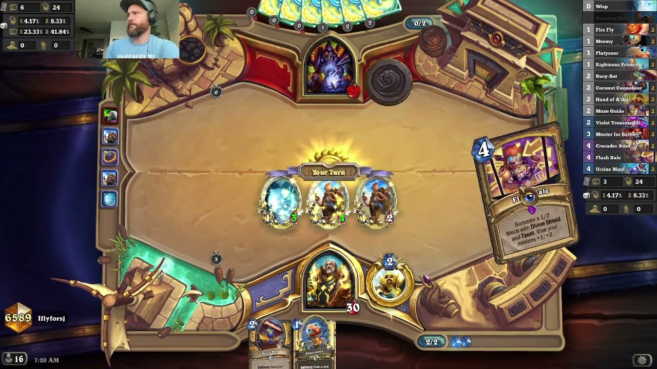 Budget Aggro Paladin PART 2 - Hearthstone Standard Ranked - Flash Sale Busy Bot Coconut Cannoneer