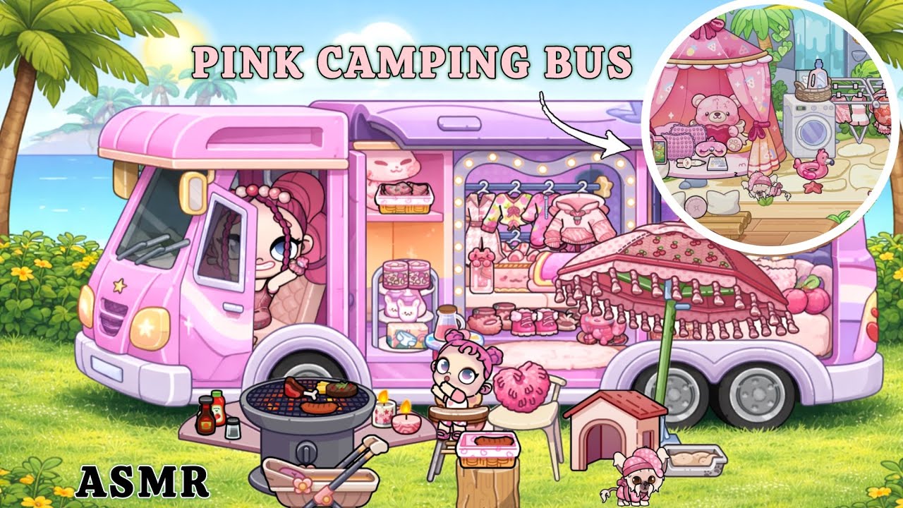 PINK CAMPING BUS / AVATAR WORLD /ASMR/ HOUSEBUILT/ UPDATE