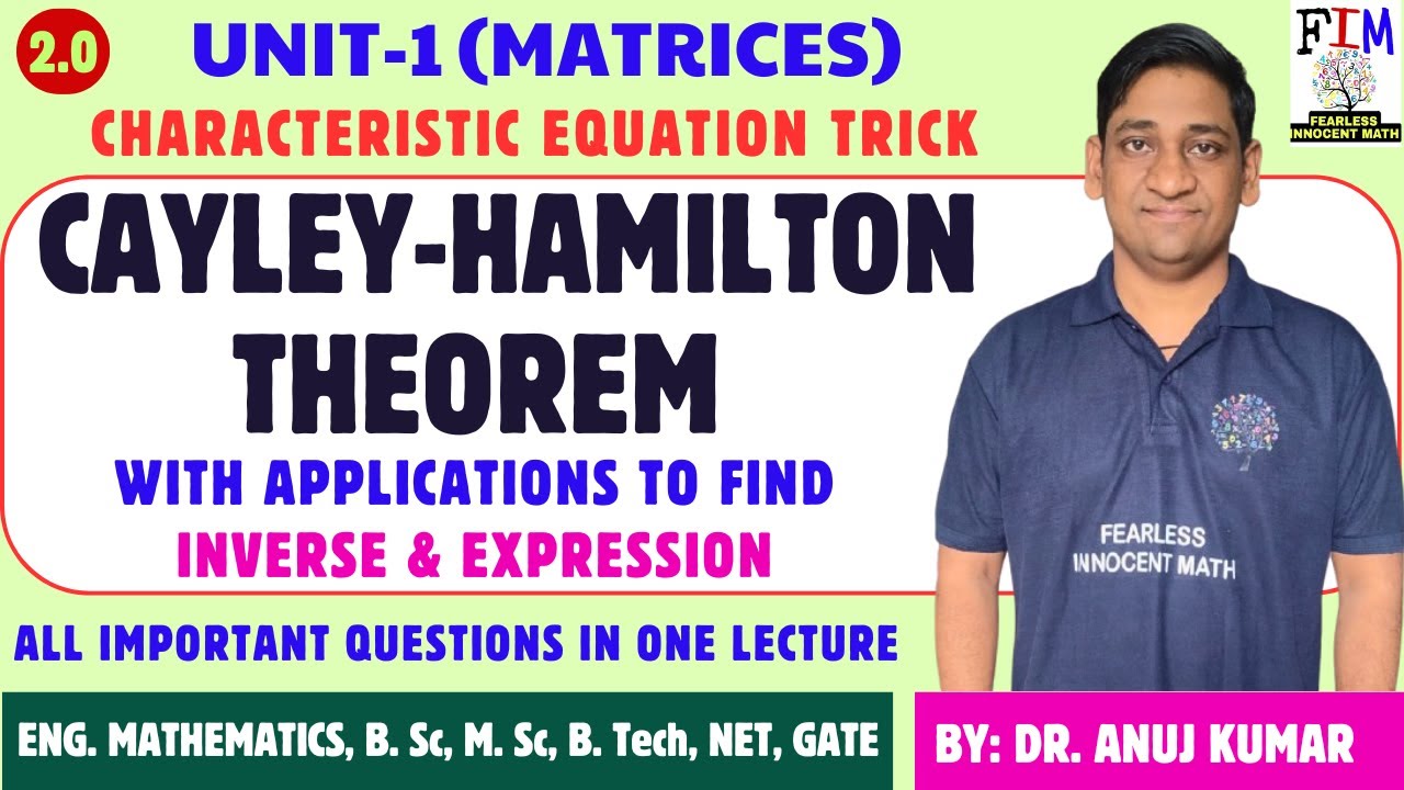 L-9 CAYLEY-HAMILTON THEOREM AND ITS APPLICATIONS | VERIFY | INVERSE | VALUE OF EXPRESSION | ADJOINT